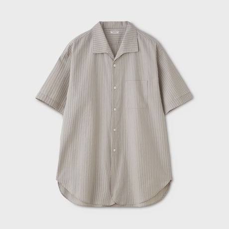 PHIGVEL MAKERS & Co. / SEERSUCKER OPEN COLLAR SS SHIRT / SAND GRAY STRIPE