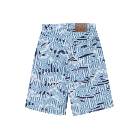 SPECIAL GUEST K.K. / SHIRT PATTERN CAMO BAGGY SHORT / LIGHT BLUE