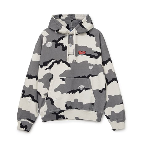 BoTT / HEN-LEY NECK CAMO HOODIE / GREY