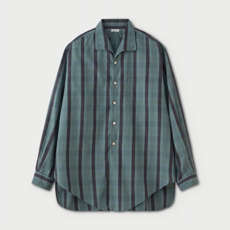 PHIGVEL MAKERS & Co. / FRENCH OPEN COLLAR LS SHIRT / GREEN x PURPLE