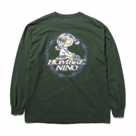 HOMBRE NINO / VINTAGE WASH L/S PRINT TEE / F GREEN