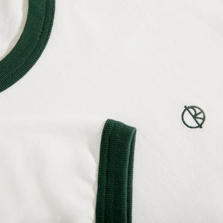 POLAR SKATE CO. / RINGER TEE / CLOUD WHITE / DARK GREEN