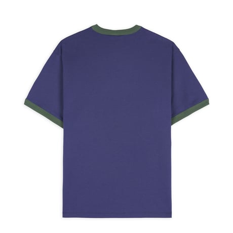 BRAIN DEAD / SHARK ATTACK RINGER T-SHIRT / NAVY