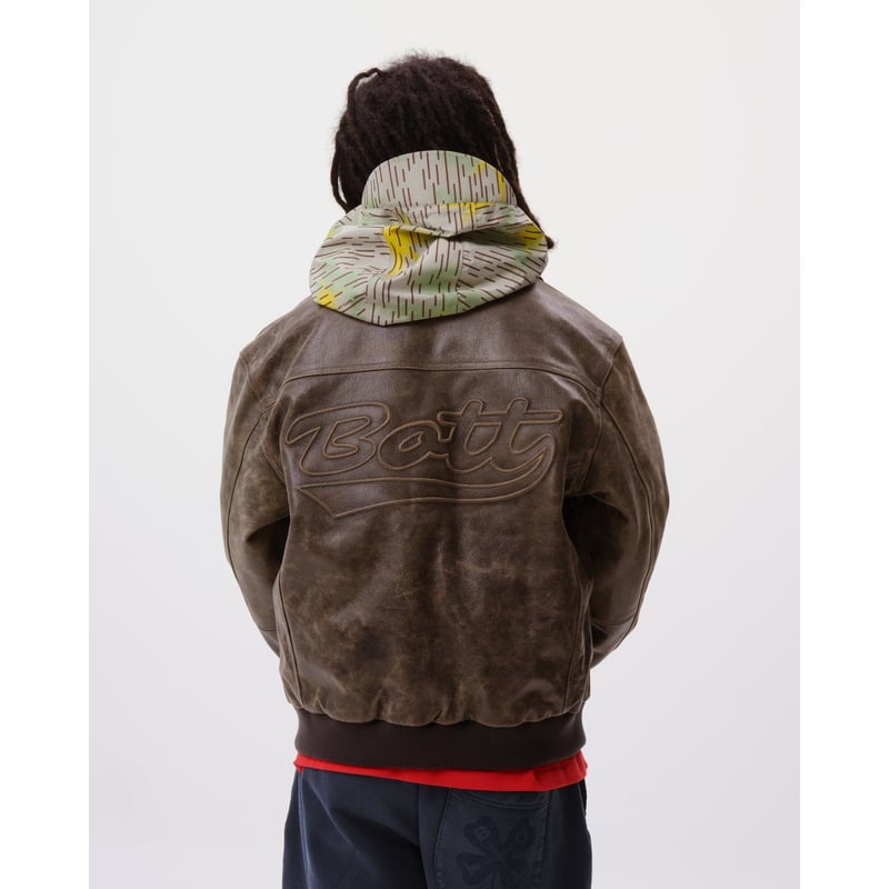 BoTT / SCRIPT LOGO CRACKED LEATHER JACKET / BRO