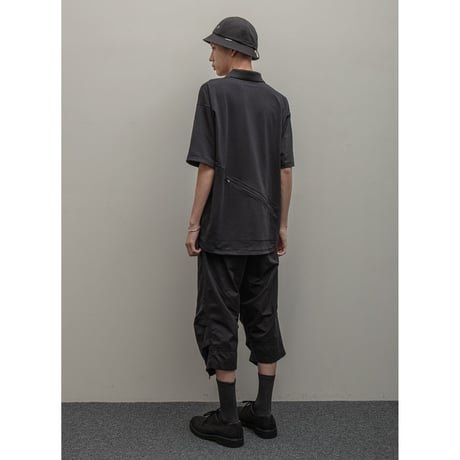 BAL / RECYCLE POLYESTER ZIP POCKET POLO SHIRT / BLACK