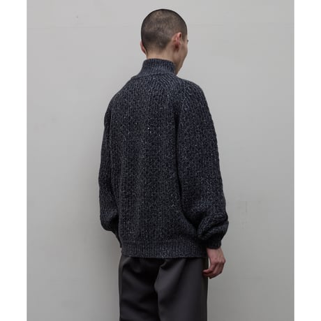 BAL / DIAGONAL ZIP  JACQUARD  SWEATER / DARK GREY