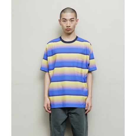 BAL / GRADIENT STRIPE CREW NECK TEE / BLUE