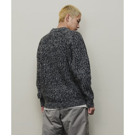 BAL / MIXED DIAMOND RIB SWEATER / BLACK
