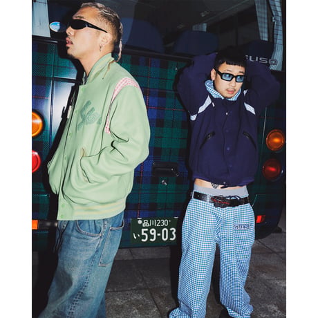 SPECIAL GUEST K.K. / SG GINGHAM CHECK STADIUM JACKET / NAVY