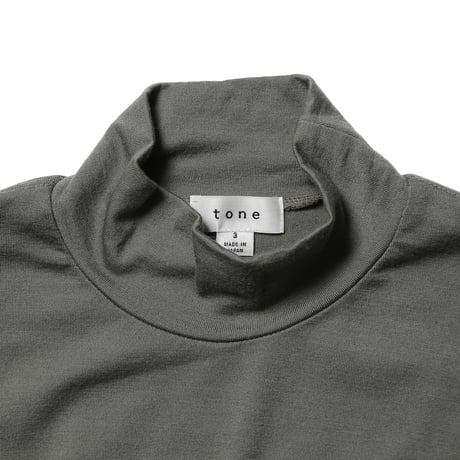 tone / AIR WOOL LONG SLEEVE SHIRT (MOCK NECK) / SAGE GREEN