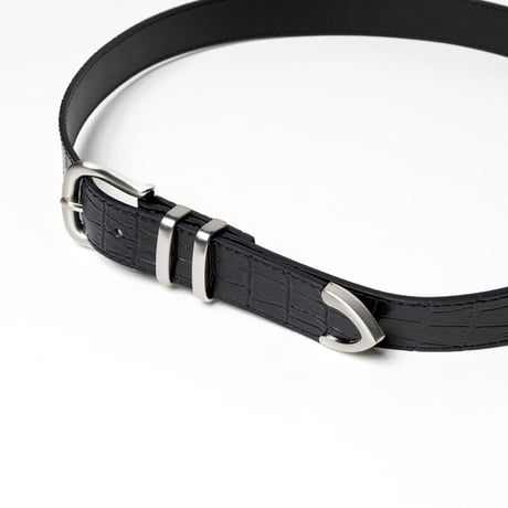 STUSSY / GATOR LEATHER DRESS BELT / BLACK