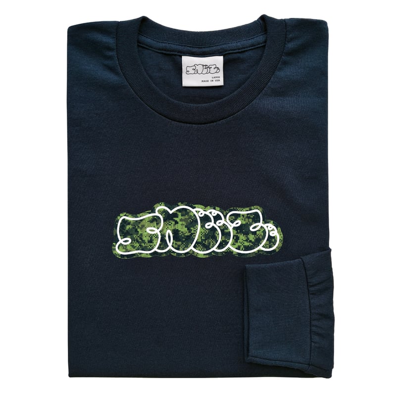 SNEEZE MAGAZINE / DIGI CAMO LS LOGO TEE / NAVY