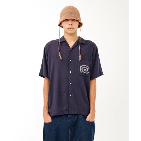 SOL soonerorlater / OPEN COLLAR S/S SHIRT / NAVY