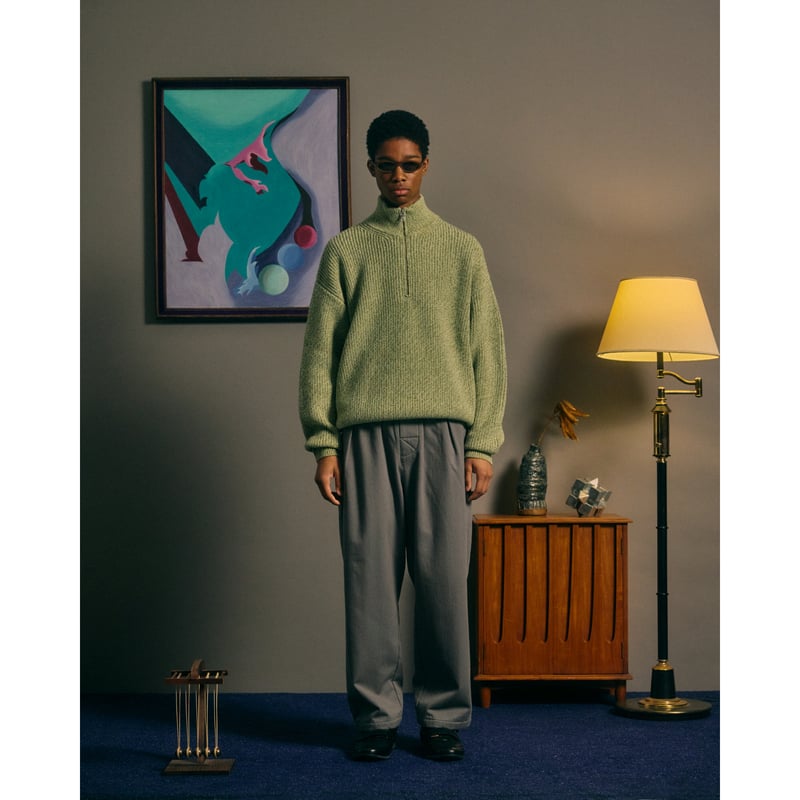 COMFORTABLE REASON / HALF ZIP KNIT / LIME | Sop