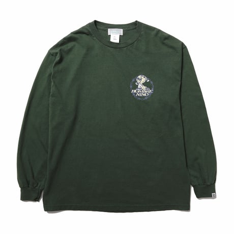 HOMBRE NINO / VINTAGE WASH L/S PRINT TEE / F GREEN