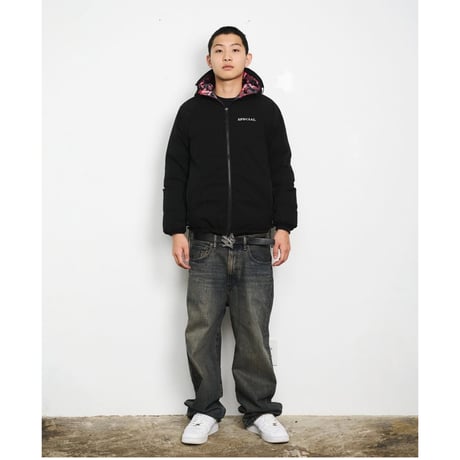 SPECIAL GUEST K.K. / SEX CAMO REVERSIBLE DOWN JACKET / RED / BLACK