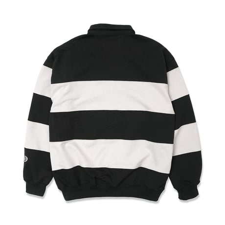 HOMBRE NINO / ROUND COLLAR STRIPE SWEAT SHIRT / BLACK / WHITE