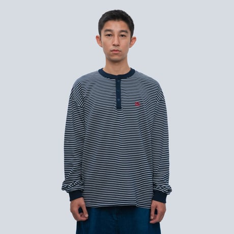 SOL soonerorlater / BORDER L/S TEE / WHITE & NAVY