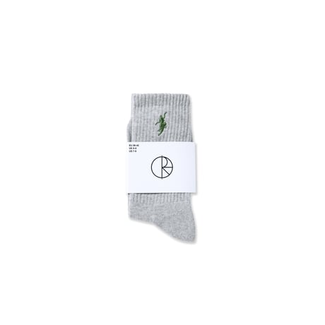 POLAR SKATE CO. / RIB SOCKS NO COMPLY / HEATHER GREY / GREEN