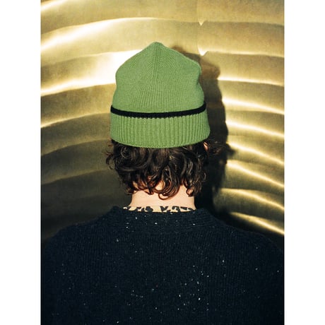SNEEZE MAGAZINE / CONTRAST STRIPE WOOL BEANIE / GREEN