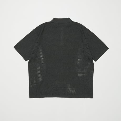 BAL / VENTILATION MESH KNIT ZIP POLO / CHARCOAL HEATHER