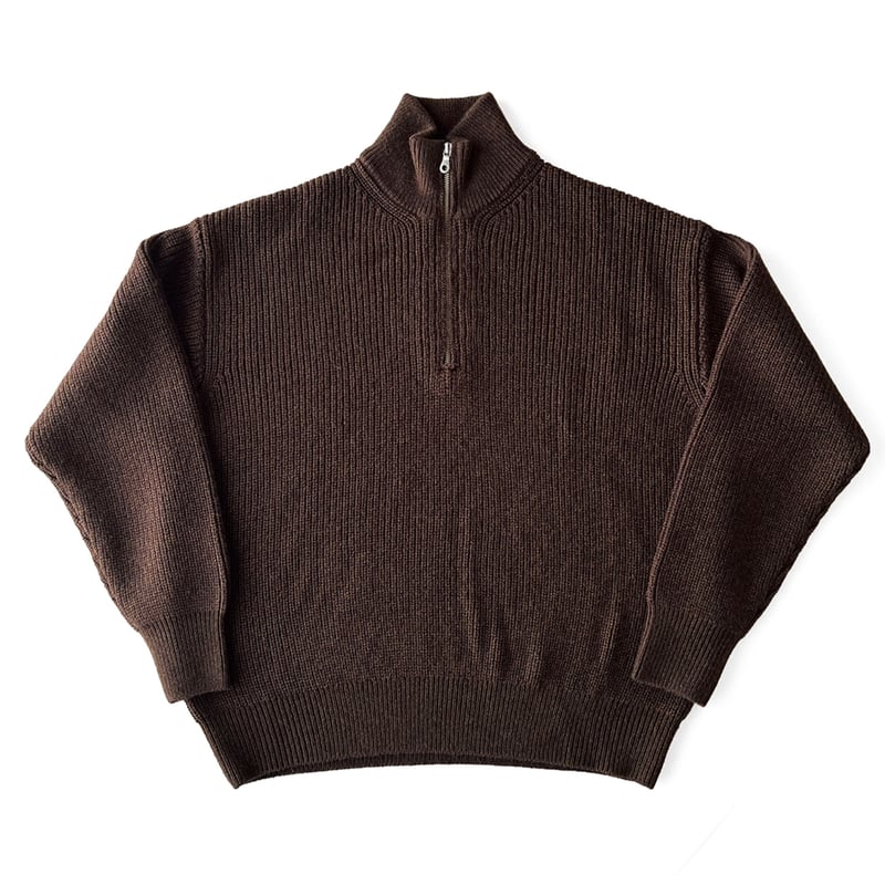 COMFORTABLE REASON / HALF ZIP KNIT / BROWN | So