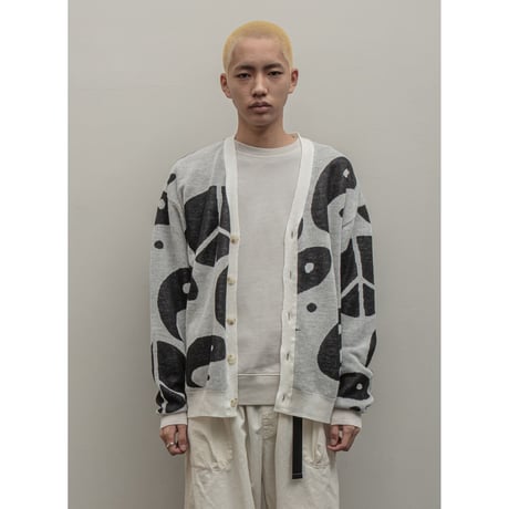 BAL / JACQUARD RAMIE CARDIGAN / WHITE