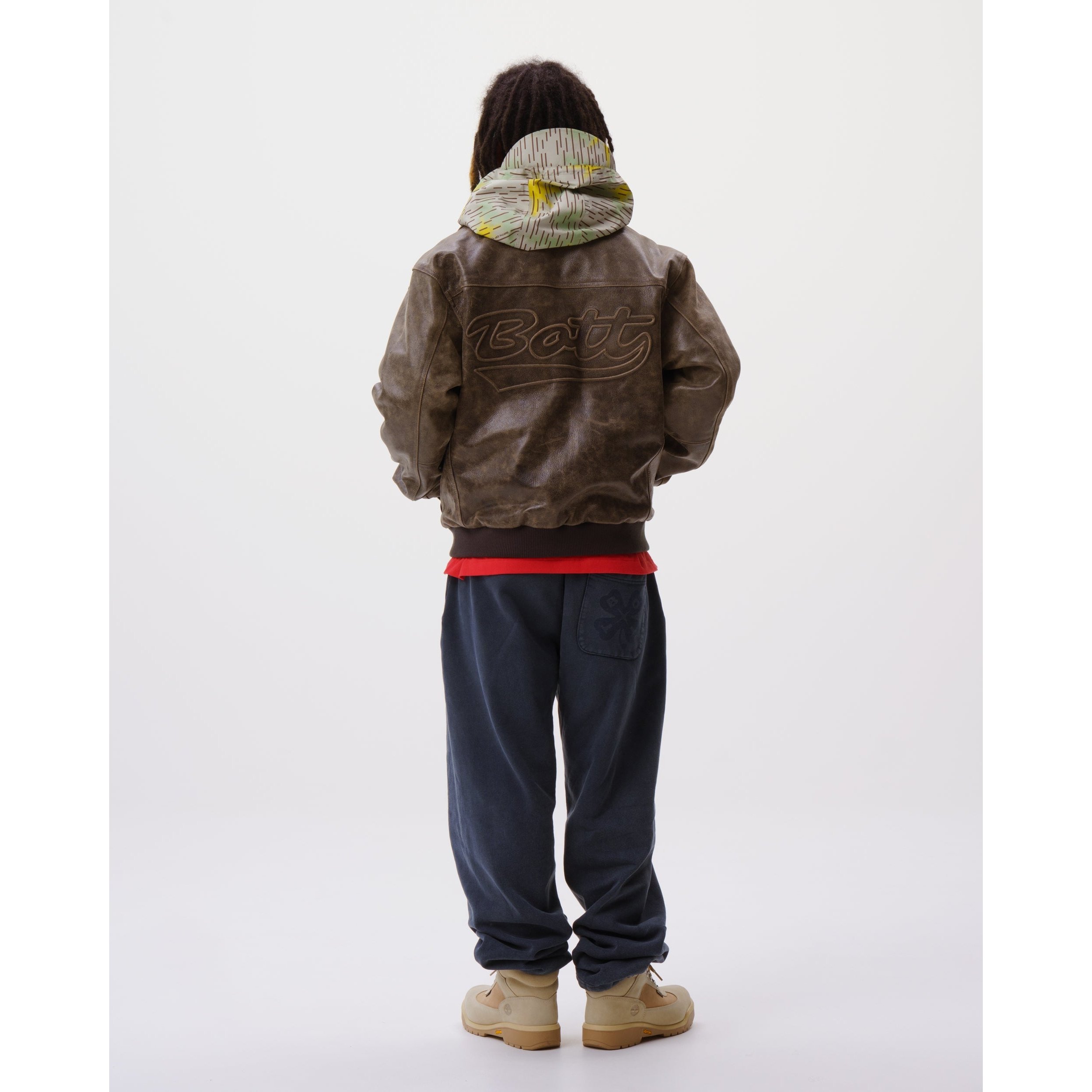 BoTT / SCRIPT LOGO CRACKED LEATHER JACKET / BRO