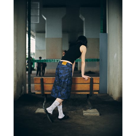 SPECIAL GUEST K.K. / SHIRT PATTERN CAMO BAGGY SHORT / NAVY