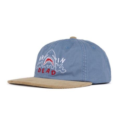 BRAIN DEAD / SHARK ATTACK 6 PANEL HAT / BLUE/KHAKI