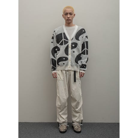 BAL / JACQUARD RAMIE CARDIGAN / WHITE
