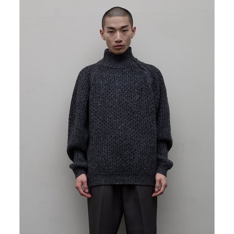 BAL / DIAGONAL ZIP  JACQUARD  SWEATER / DARK GREY