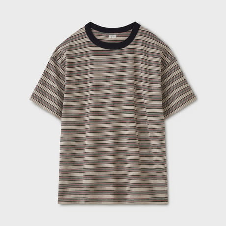 PHIGVEL MAKERS & Co. / BORDER SHORT SLEEVE TOP / BEIGE x RUSSET