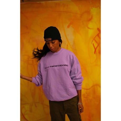 4WD  (4 WORTH DOING) / ONLY BUILT CREWNECK SWEATSHIRT / LAVENDAR