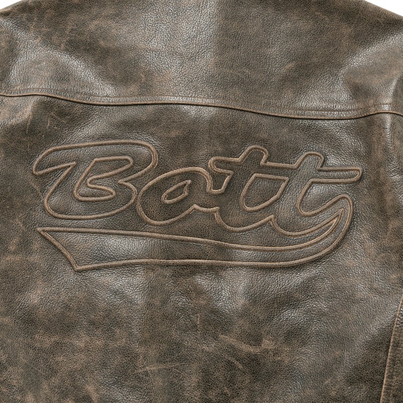 BoTT / SCRIPT LOGO CRACKED LEATHER JACKET / BRO
