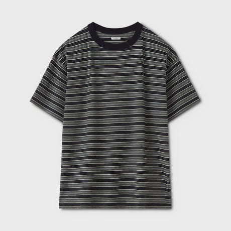 PHIGVEL MAKERS & Co. / BORDER SHORT SLEEVE TOP / NAVY x GREEN