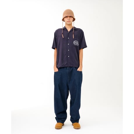 SOL soonerorlater / OPEN COLLAR S/S SHIRT / NAVY
