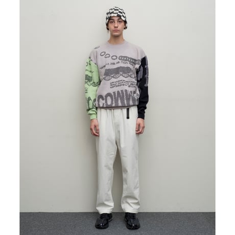 BAL / JACQUARD COTTON CREWNECK SWEATER / GRAY