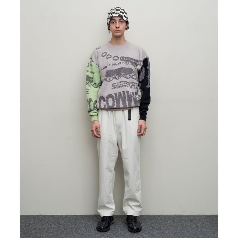 BAL / JACQUARD COTTON CREWNECK SWEATER / GRAY | BAL / JACQUARD COTTON CREWNECK SWEATER / GRAY |