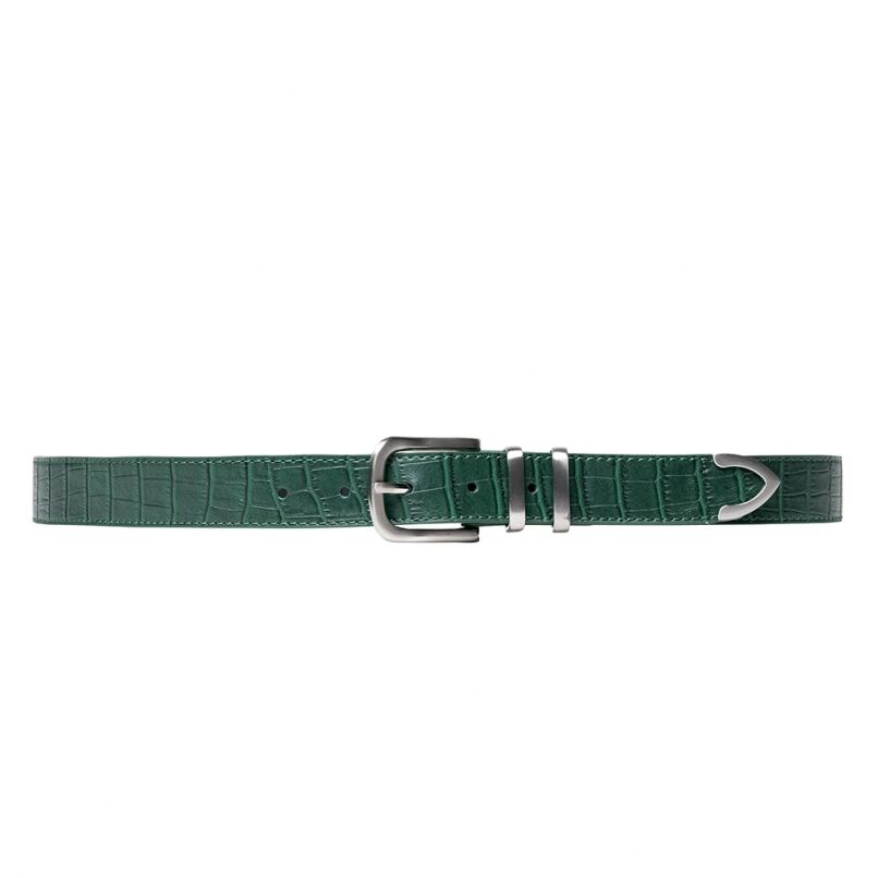 STUSSY / GATOR LEATHER DRESS BELT / GREEN | Sop
