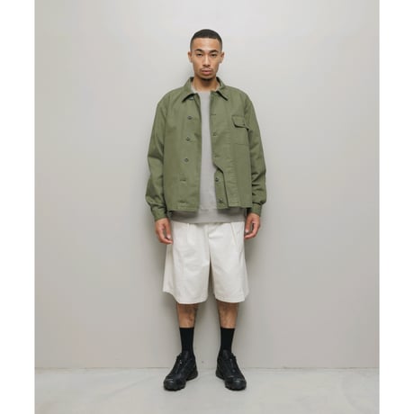 BAL / CREW HERRINGBONE OVER SHIRT / ARMY GREEN