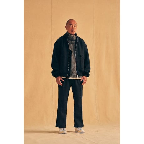 tone / WOOL MELTON BOMBER JACKET / BLACK