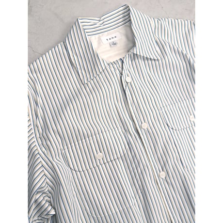 tone / SLIT COLLAR SHIRT / WHITE STRIPE