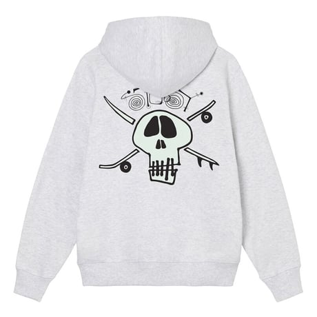 STUSSY / SURF SKATE SKULL HOODIE / ASH HEATHER