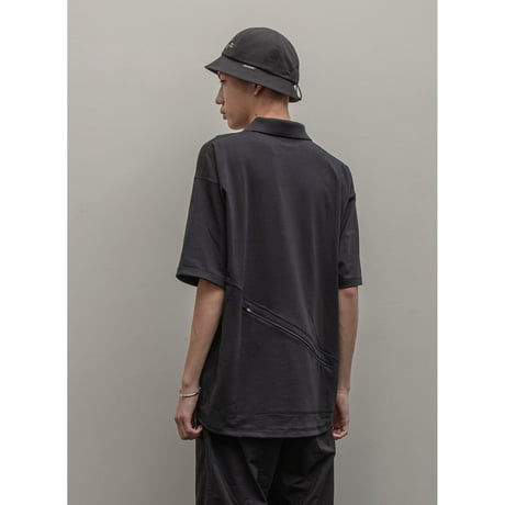 BAL / RECYCLE POLYESTER ZIP POCKET POLO SHIRT / BLACK