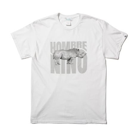 HOMBRE NINO / S/S PRINT TEE (RINOCEROS) / WHITE