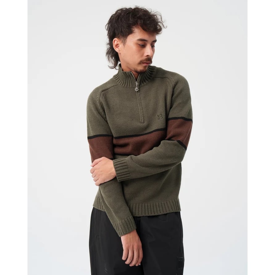 BoTT / HALF-ZIP DRIVERS KNIT / OLIVE | Sophomore