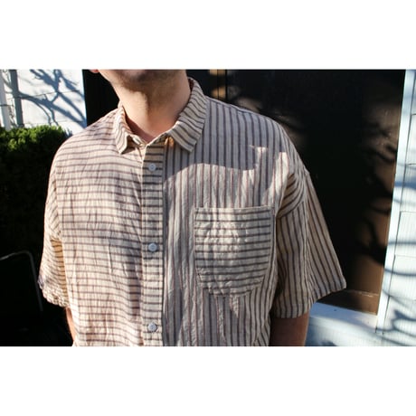 NOROLL / NORMAL SHIRT STRIPE S/S / BROWN