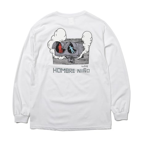 HOMBRE NINO / L/S PRINT TEE (DEADKEBAB TRAFFIC) / WHITE