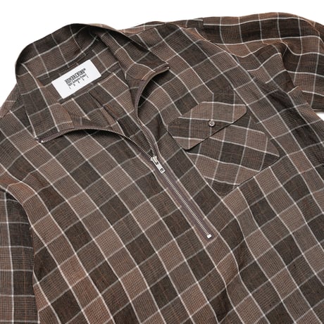 HOMBRE NINO / PLAID HALF ZIP SHIRT / BEIGE/BLUE